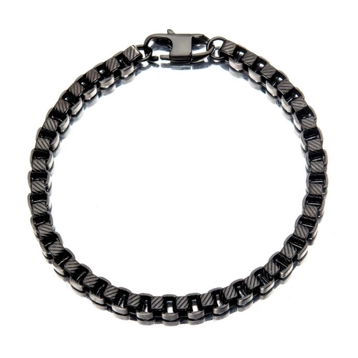 Stainless Steel Black Plated and Blue Plated Link Bracelet