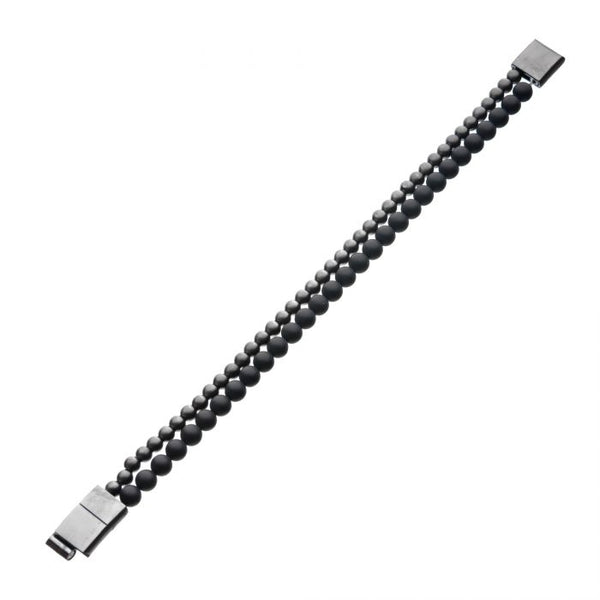 Stainless Steel Gun Metal Onyx bead Bracelet
