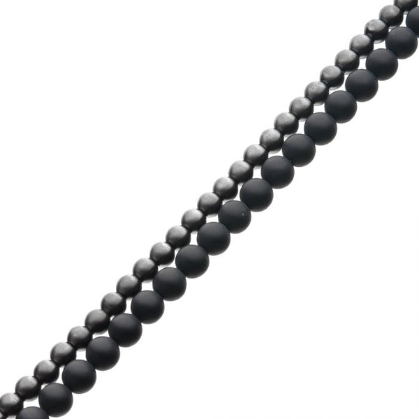 Stainless Steel Gun Metal Onyx bead Bracelet