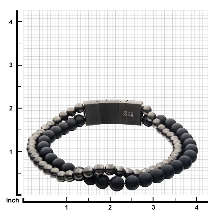 Stainless Steel Gun Metal Onyx bead Bracelet