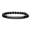 Load image into Gallery viewer, Stainless Steel Gun Metal Twist Plate &amp; Brushed Onyx Bead Stretch Bracelet.