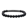 Load image into Gallery viewer, Stainless Steel Gun Metal Twist Plate &amp; Brushed Onyx Bead Stretch Bracelet.