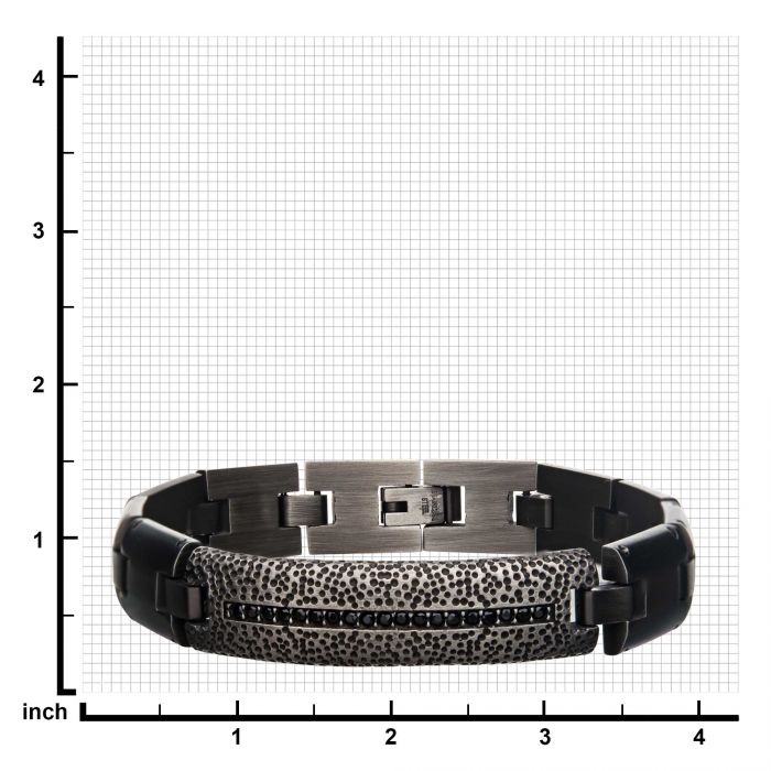 Stainless Steel Antique Bronze Plated and Black CZ with Adjustable Link Bracelet.