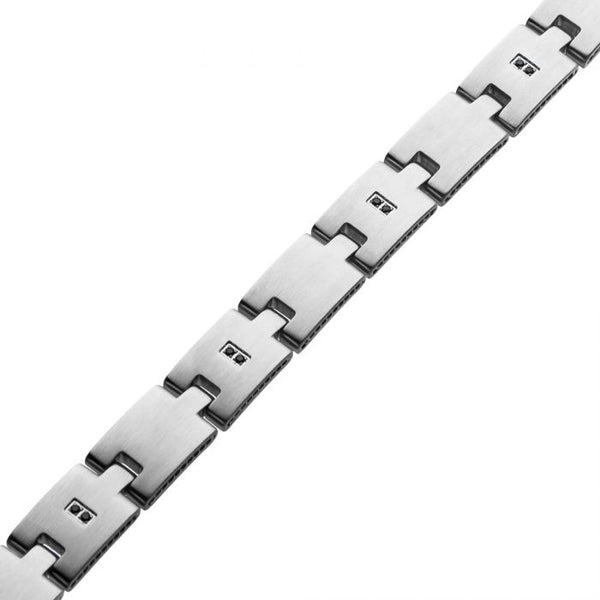 Stainless Steel 1.5mm Black CZ with Adjustable Link Bracelet.