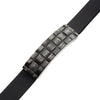 Load image into Gallery viewer, Stainless Steel with Antiqued Finish Weave Pattern ID Black Leather Bracelet