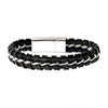 Load image into Gallery viewer, Inox Black Braided Leather with Steel Clasp Bracelet