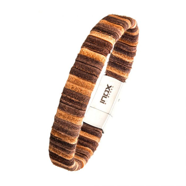 Brown Leather with Steel Color Clasp Bracelet