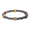 Load image into Gallery viewer, Grey Hematite with Antique Gold Brass Beads Bracelet