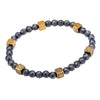 Load image into Gallery viewer, Grey Hematite with Antique Gold Brass Beads Bracelet