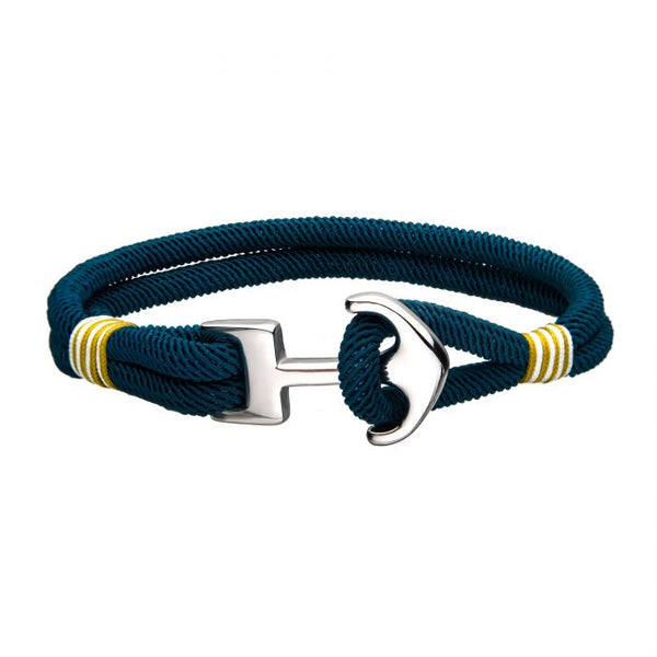Blue Paracord Rope with Steel Anchor Clasp Bracelet