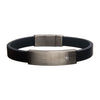 Load image into Gallery viewer, Black Leather with 2mm Clear CZ in Engrave Steel ID Bracelet