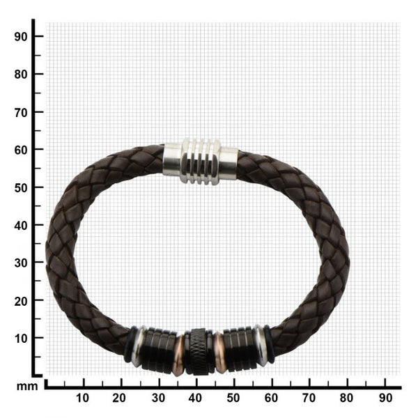 Beads in Brown Braided Leather Bracelet