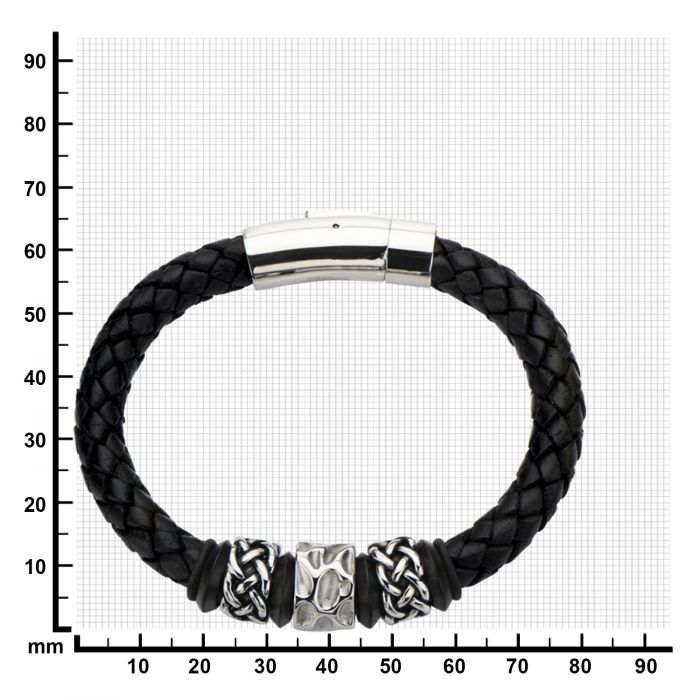 Celtic Knot Bead in Black Braided Leather Bracelet