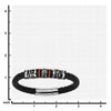 Load image into Gallery viewer, Black Leather with Red Orange Steel Bracelet