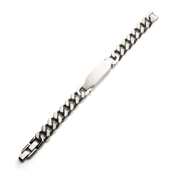 Matte Stainless Steel Engravable ID Chain Bracelet