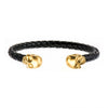 Load image into Gallery viewer, Black Leather with Gold Plated Skull Cuff Bracelet