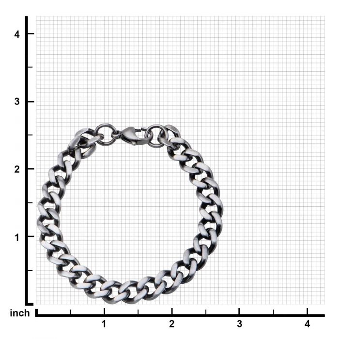 Gun Metal Brushed Curb Chain Bracelet 8.7mm