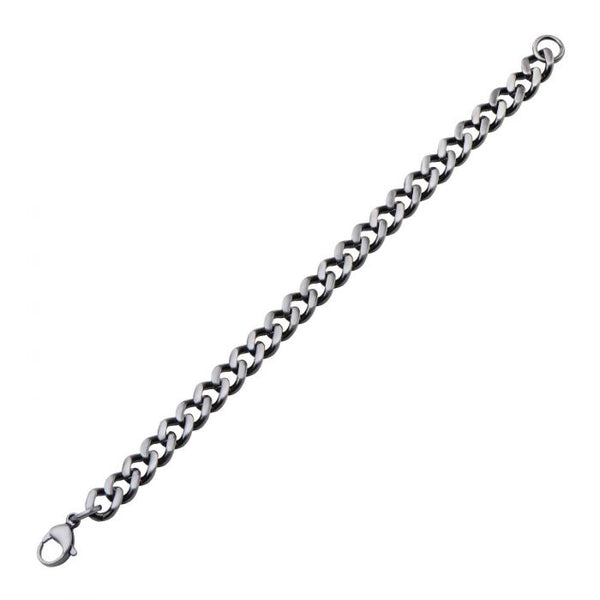 Gun Metal Brushed Curb Chain Bracelet 8.7mm