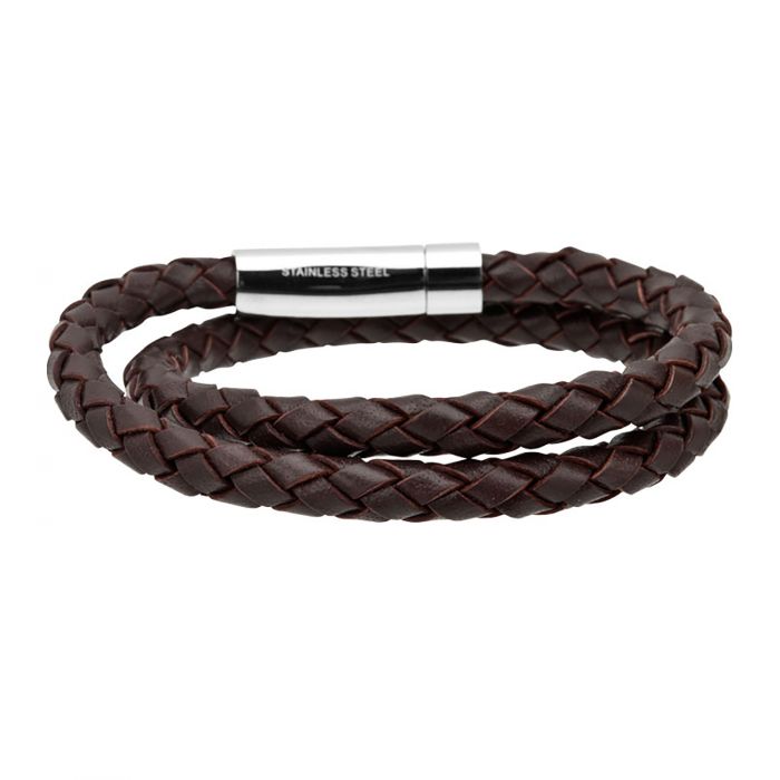 Double Round Genuine Braided Leather Bracelet