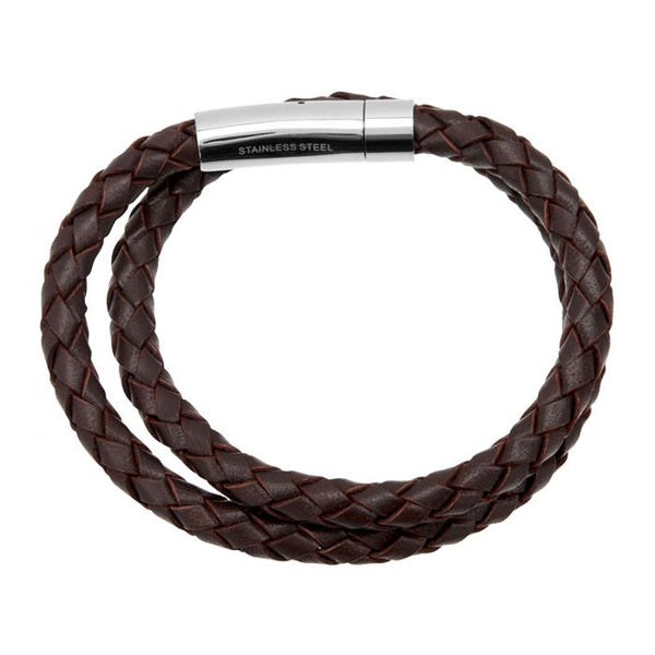Double Round Genuine Braided Leather Bracelet