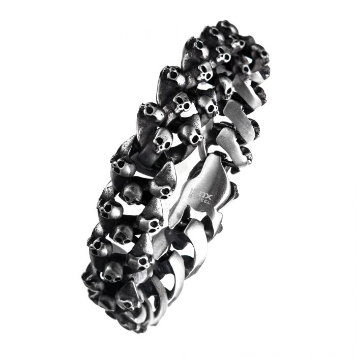 Skull Brushed Oxidized Bracelet