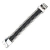 Load image into Gallery viewer, Black Leather with Steel Curb Chain Both Sides Bracelet