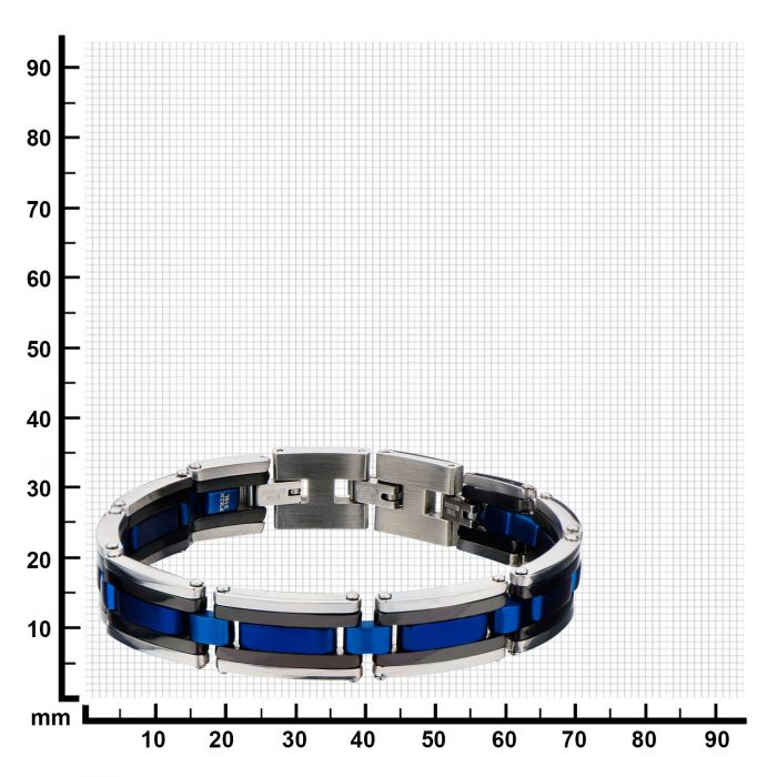 Black, Blue Plated & Steel Links Bracelet