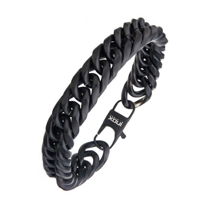 Matte Finished New England Black Cuban Bracelet