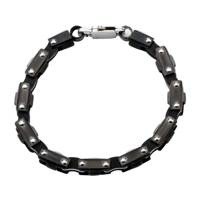 Black IP Motor Chain Design and Lobster Clasp Bracelet