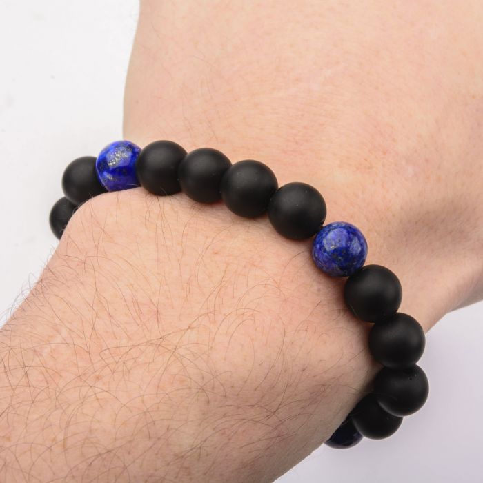 Lapis & Black Onyx Beads Bracelet