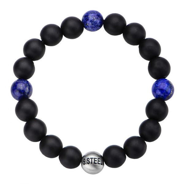 Lapis & Black Onyx Beads Bracelet