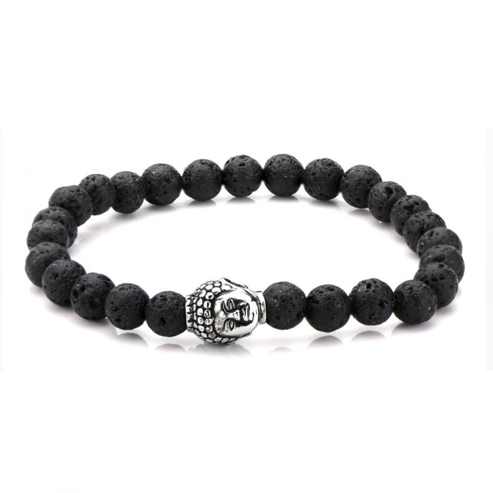 Black Lava Bead Buddha Bracelet