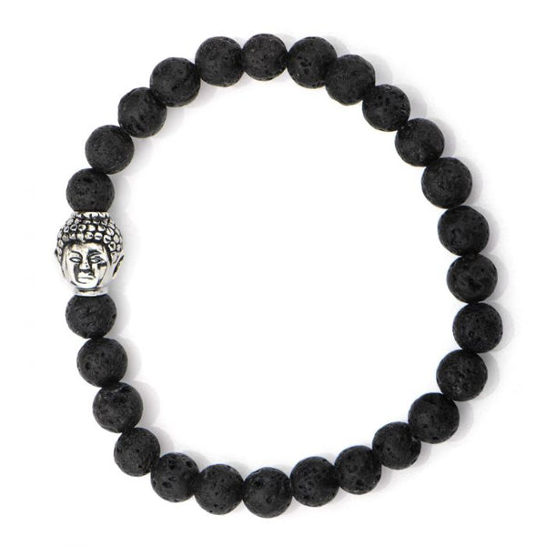 Black Lava Bead Buddha Bracelet
