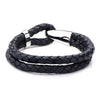 Load image into Gallery viewer, Double Dark Navy Blue Leather &amp; Steel Bracelet