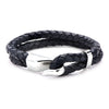 Load image into Gallery viewer, Double Dark Navy Blue Leather &amp; Steel Bracelet