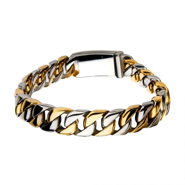 Steel Gold Plated Curb Chain Bracelet