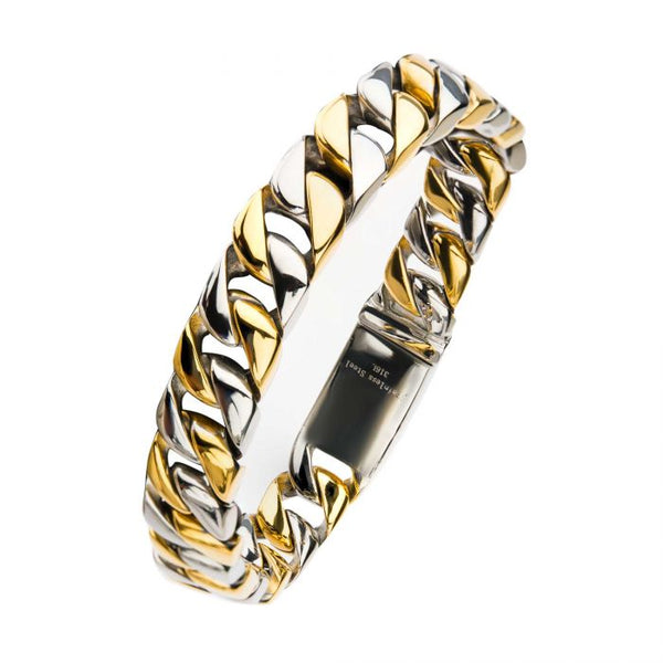Steel Gold Plated Curb Chain Bracelet
