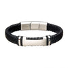 Load image into Gallery viewer, Black Leather with Steel ID Bracelet