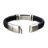 Load image into Gallery viewer, Black Leather with Steel ID Bracelet