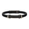 Load image into Gallery viewer, Black Leather with Stainless Steel Beads &amp; Engravable ID Bracelet
