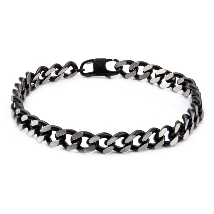 Black Plated Diamond Cut Chain Bracelet