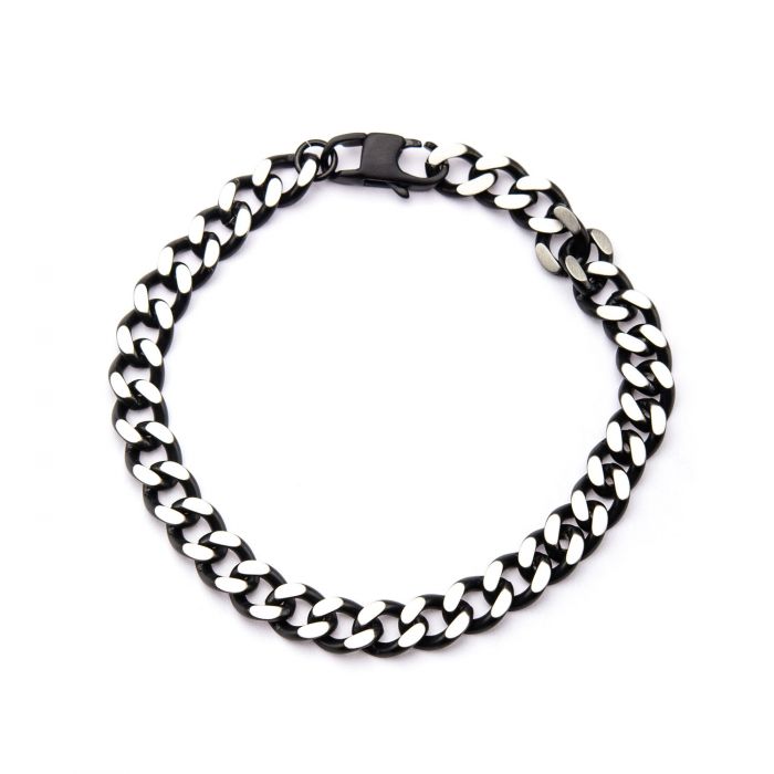 Black Plated Diamond Cut Chain Bracelet