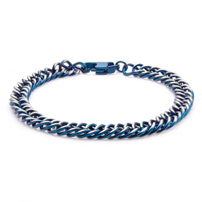 Steel Blue Plated Curb Chain Bracelet