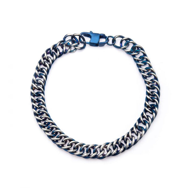 Steel Blue Plated Curb Chain Bracelet