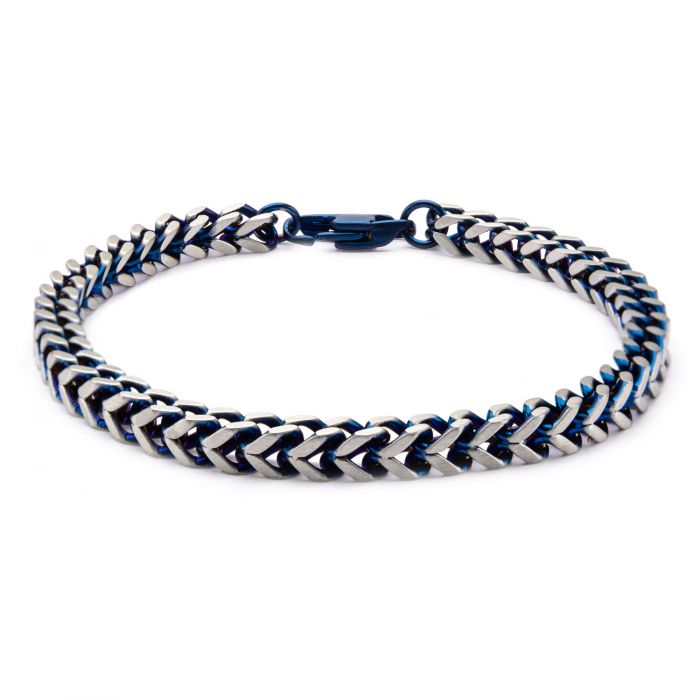 Steel Blue Plated Franco Chain Bracelet