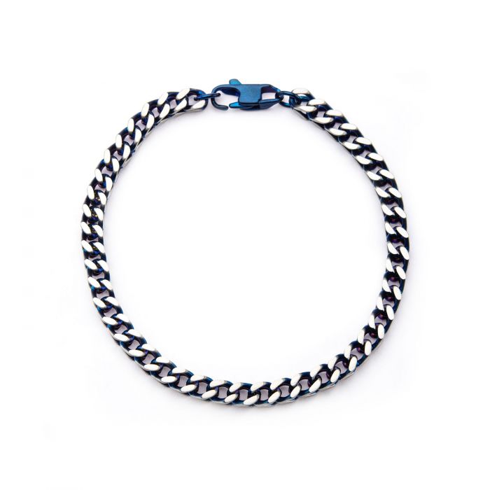 Steel Blue Plated Franco Chain Bracelet