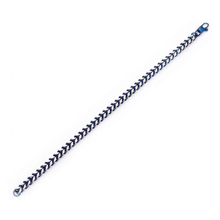 Steel Blue Plated Franco Chain Bracelet