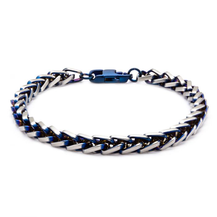 Steel Blue Plated Rounded Franco Chain Bracelet