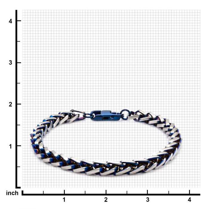 Steel Blue Plated Rounded Franco Chain Bracelet