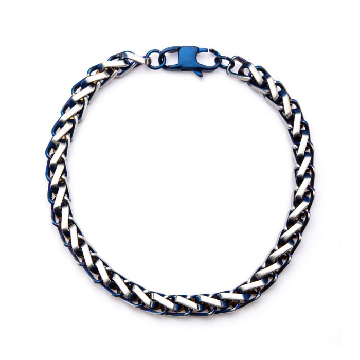 Steel Blue Plated Rounded Franco Chain Bracelet